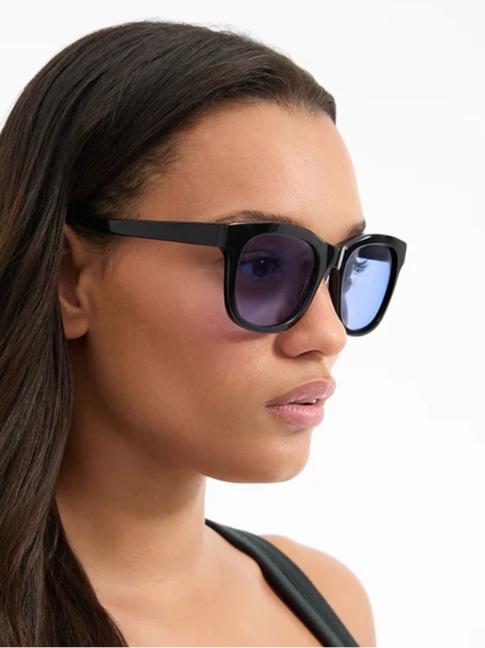 Veronica Beard NWT Jane Sunglasses Black Frames Blue Lenses Selima Optique $298 - Picture 2 of 6
